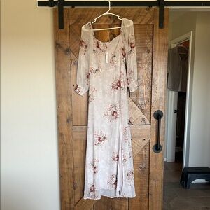 Baltic Born Ivory Floral Maxi Dress with Red Accents